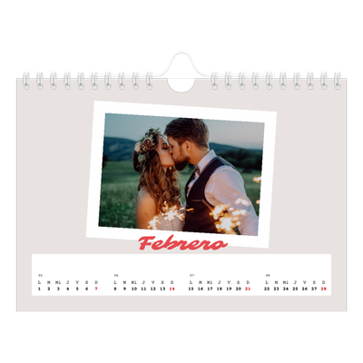 Calendario personalizado A5 — Firmado en carmín [Febrero]
