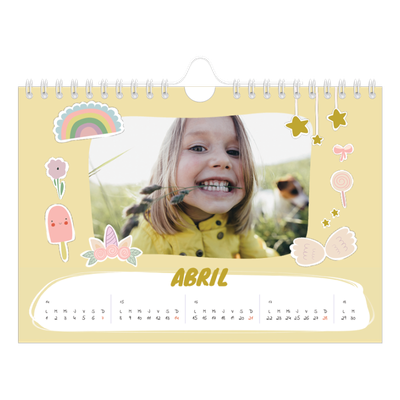 Calendario personalizado A5 — Unicornio arcoíris [Abril]