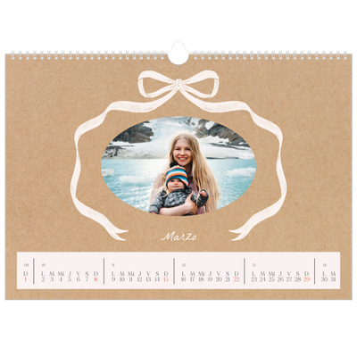 Calendario A3 horizontal — Papel kraft y lazo [Marzo]