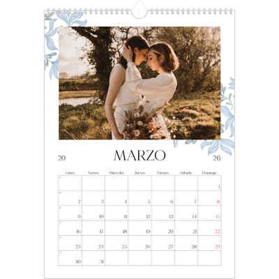 Calendarios A3 — Romance en blanco y azul [Marzo]
