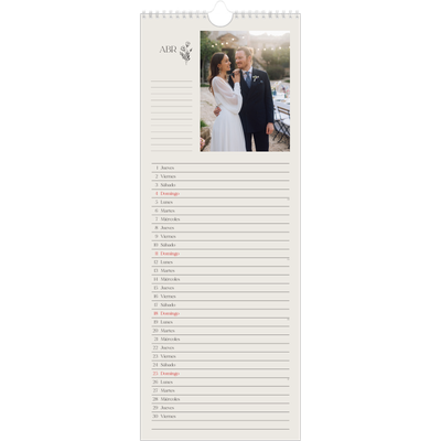 Calendario de cocina  — Iniciales en flor [Abril]