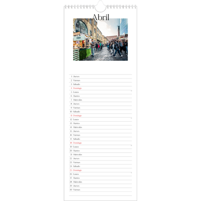 Calendario de cocina  — Mi diario de viaje [Abril]