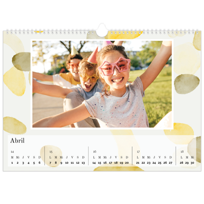 Calendario A3 horizontal — Manchas de acuarela [Abril]
