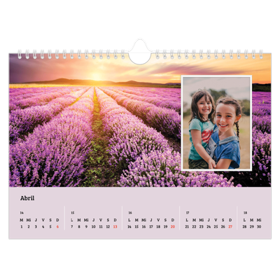 Calendario A4 horizontal — Cuatro estaciones [Abril]