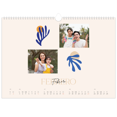 Calendario A3 horizontal — Coral minimalista [Febrero]