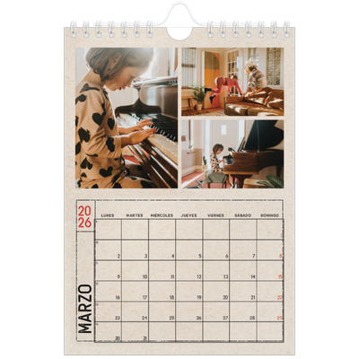 Calendario personalizado A5 — Efecto de sello craft [Marzo]
