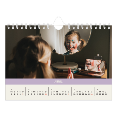 Calendario personalizado A5 — Capítulos pastel [Abril]