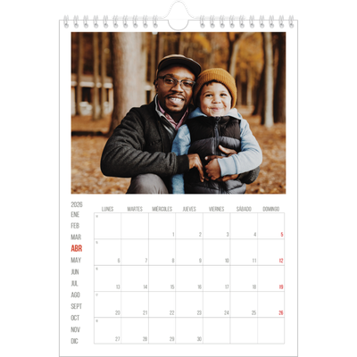Calendario personalizado A4 — Reflejos rojos [Abril]
