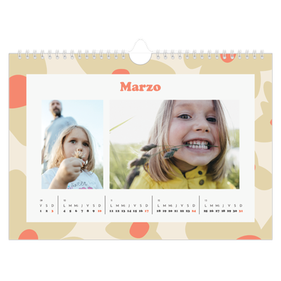 Calendario A4 horizontal — Juego de patrones [Marzo]