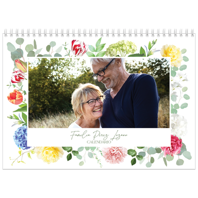 Calendario personalizado doble A4 — Flores tradicionales [portada]