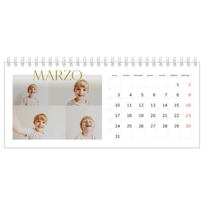 Calendarios de mesa — Texto dorado grande [Marzo]