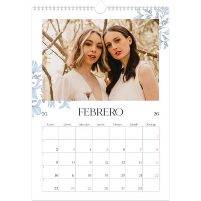 Calendarios A3 — Romance en blanco y azul [Febrero]