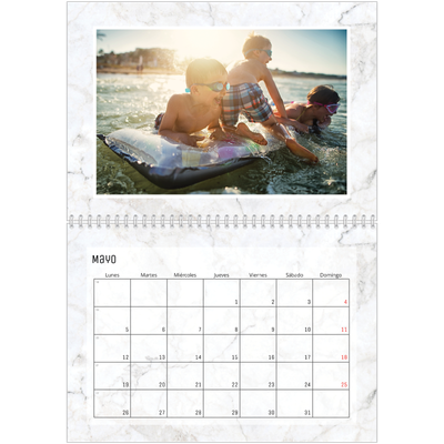 Calendario personalizado doble A4 — Fondos de mármol [portada]