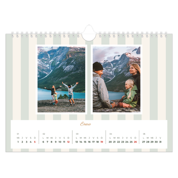 Calendario personalizado A4 horizontal  — Letras y rayas