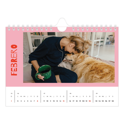 Calendario personalizado A5 — Divertido y colorido [Febrero]