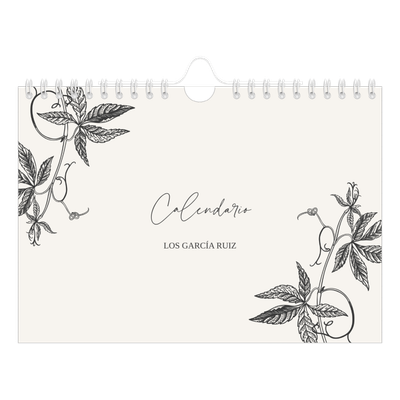 Calendario personalizado A5 — Tinta y hiedra [portada]