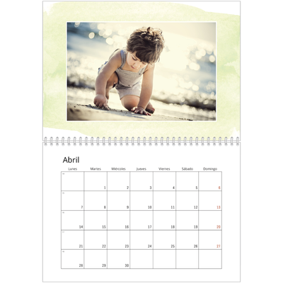 Calendario personalizado doble A4 — Fondos de acuarela [Abril]