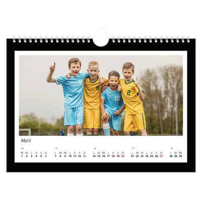 Calendario A4 horizontal — Marco negro [Abril]