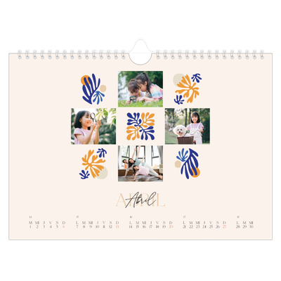 Calendario A4 horizontal — Coral minimalista [portada]