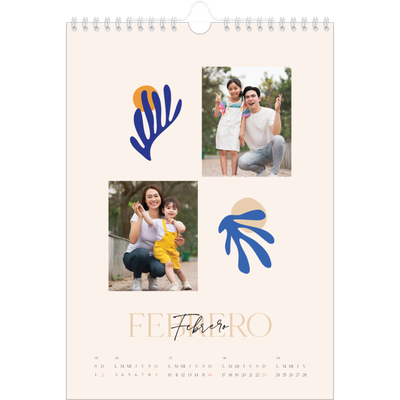 Calendario personalizado A4 — Coral minimalista [Febrero]