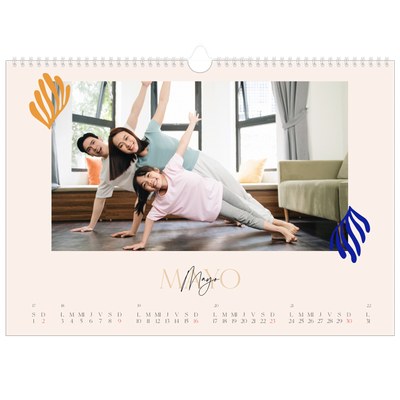 Calendario A3 horizontal — Coral minimalista [Mayo]