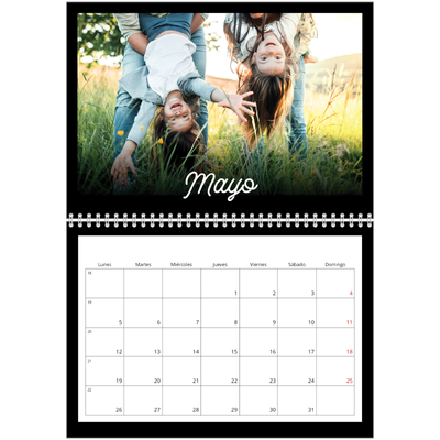 Calendario personalizado doble A4 — Negro minimalista [portada]