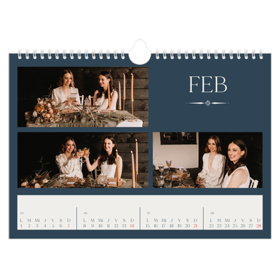 Calendario A4 horizontal — Pizarra y caligrafía [Febrero]