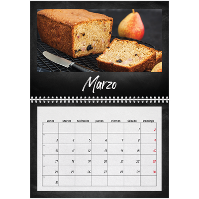 Calendario personalizado doble A4 — Estilo de pizarra [Marzo]