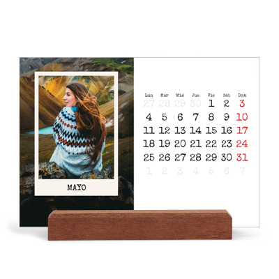 Calendario de mesa con base de madera - apaisado  — La edición de retratos [portada]
