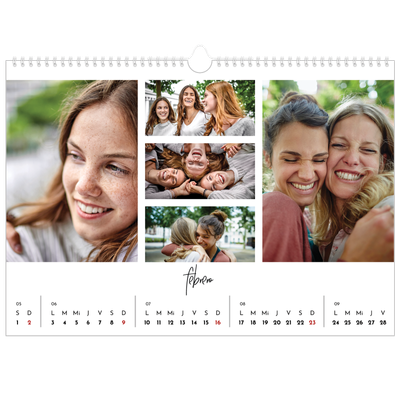 Calendario A3 horizontal — Disposición de fotos [Febrero]