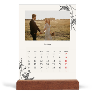 Calendario de mesa con base de madera - vertical  — Tinta y hiedra [portada]