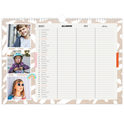 Planificador A3 horizontal — Planificador familiar rústica - Familia de 3 [portada]