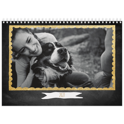 Calendario personalizado doble A4 — Marcos de purpurina [portada]