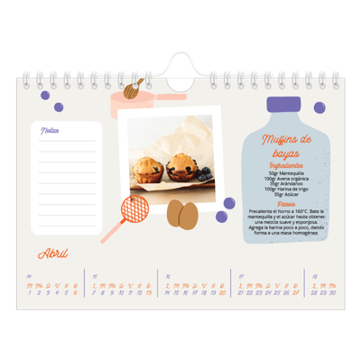 Calendario personalizado A5 — Año en recetas [Abril]