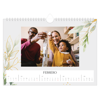 Calendario A4 horizontal — Salpicado floral [Febrero]