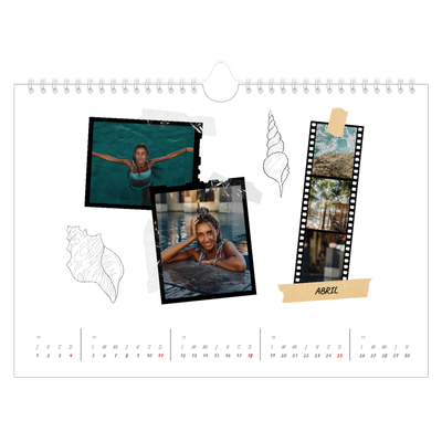 Calendario A4 horizontal — Scrapbook con estilo [Abril]
