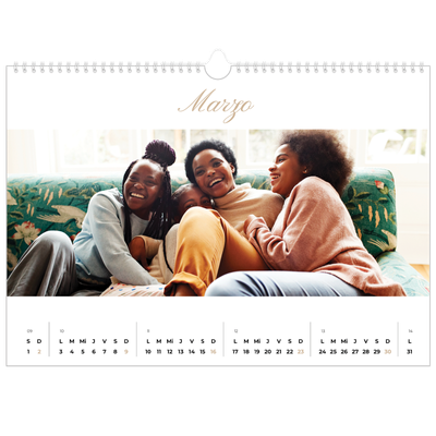 Calendario A3 horizontal — Cajas de tiras de fotos [Marzo]