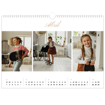 Calendario A3 horizontal — Cajas de tiras de fotos [Abril]