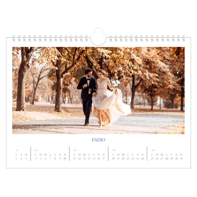 Calendario A4 horizontal — Clásico cobalto [Enero]