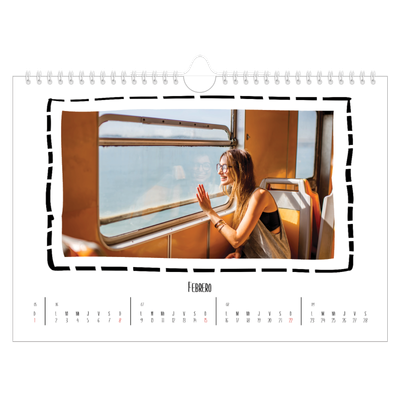 Calendario A4 horizontal — Momentos en retro [Febrero]