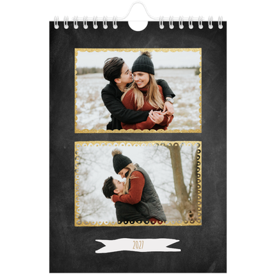 Calendario personalizado A5 — Marcos de purpurina [portada]