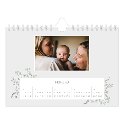 Calendario personalizado A5 — Flores dibujadas [Febrero]
