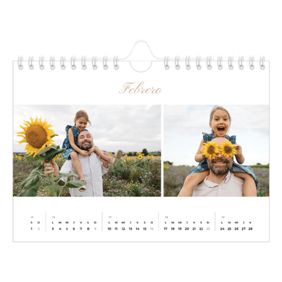 Calendario personalizado A5 — Cajas de tiras de fotos [Febrero]