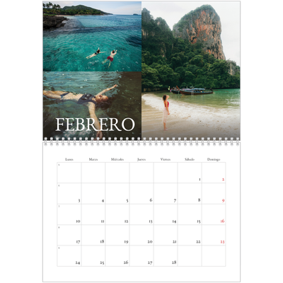 Calendario personalizado doble A4 — Serif sencillo [Febrero]