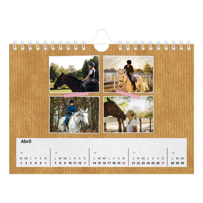 Calendario personalizado A5 — Cinta adhesiva craft [Abril]