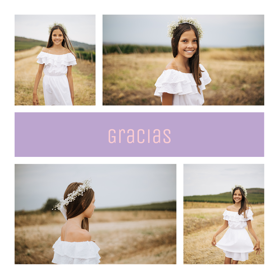 Tarjetas de agradecimiento — Bloque de nombre lila