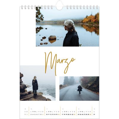 Calendario personalizado A4 — Rotulador dorado [Marzo]