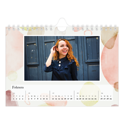 Calendario personalizado A5 — Manchas de acuarela [Febrero]
