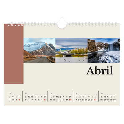 Calendario A4 horizontal — Lugares del mundo [Abril]